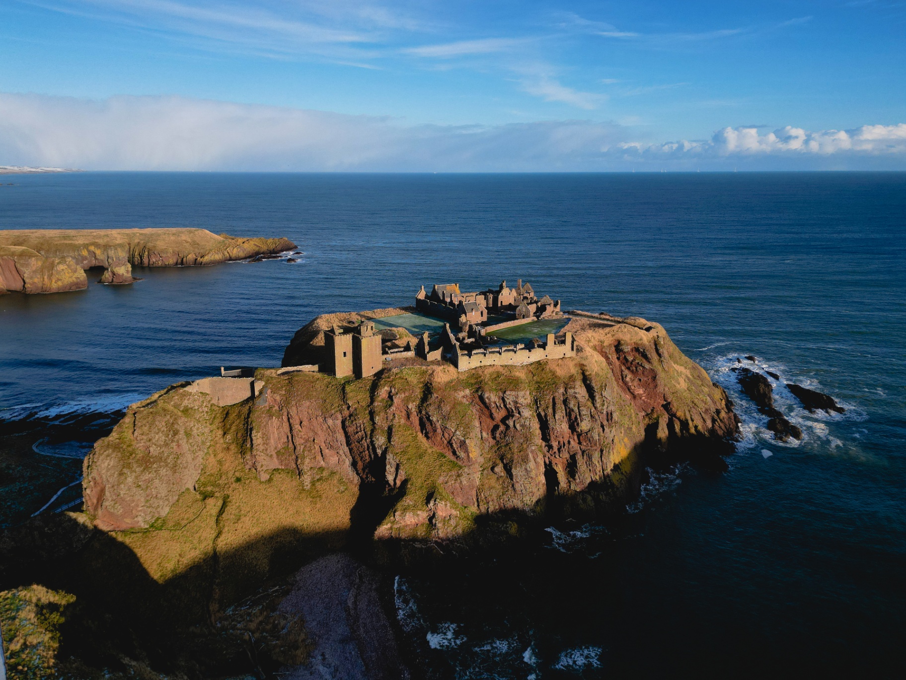 Dunnottar Castle perched on a cliff above the North Sea